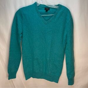 100% Italian cashmere teal/blue J.Crew knit sweater XS luxury casual preppy